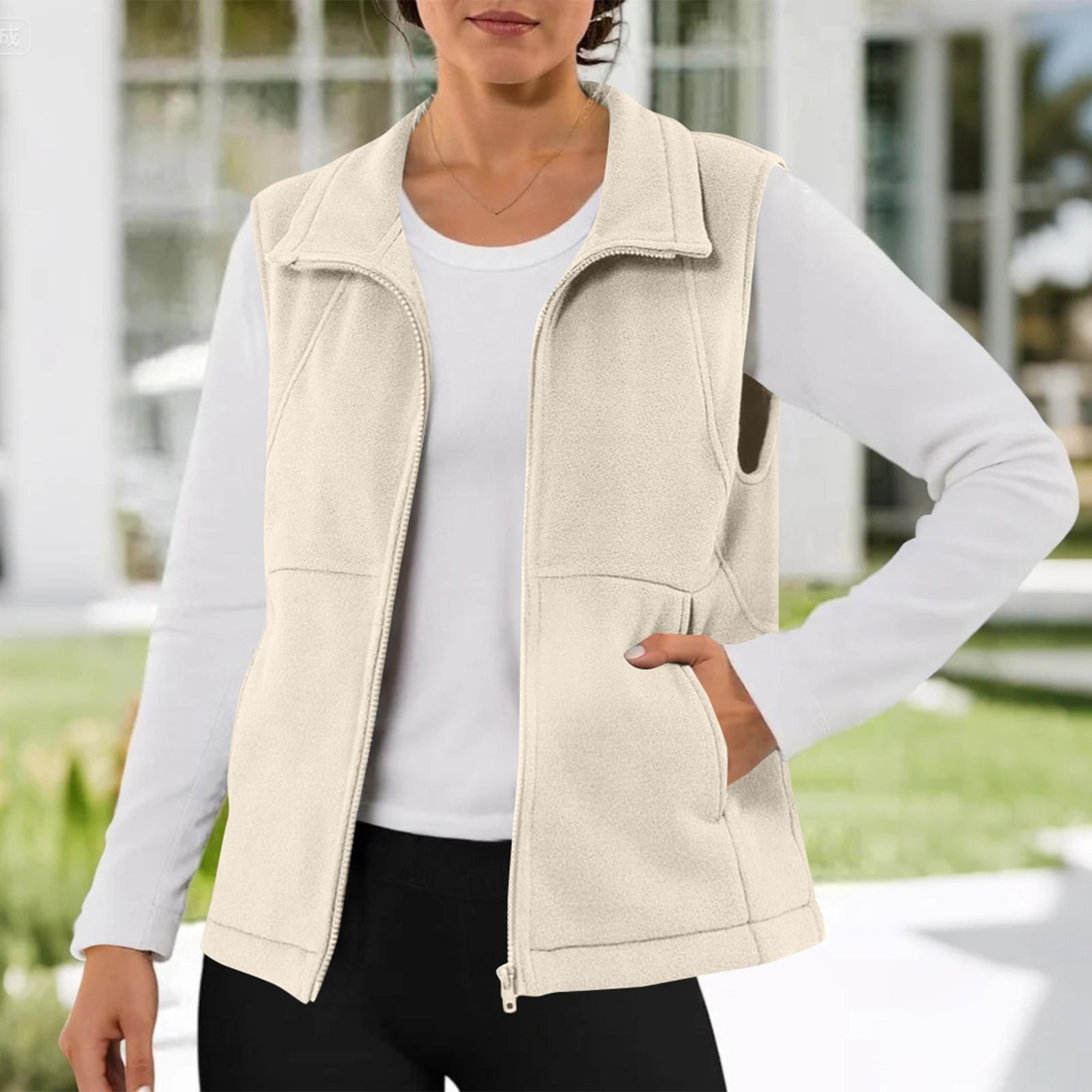 

Женская модная легкая куртка с воротником-стойкой, многоцветное пальто на молнии и пуговицах XL бежевый