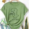Women Summer T Shirt Retro Fashion Short Sleeve Tees Casual Dinosaur Printed  Tops