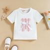 Girls Fashion Set Summer Children's Bear Bow Pullover Short Sleeve T-shirt Skirt Set