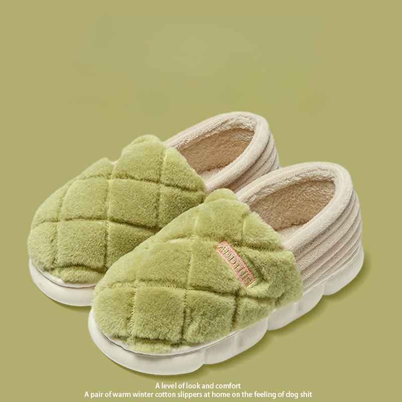 

Хлопковые тапочки с сумками и каблуками, женские зимние новые стильные нескользящие и бархатные теплые для пары, носящей хлопчатобумажную обувь на толстой подошве дома и на улице 41 зелёный