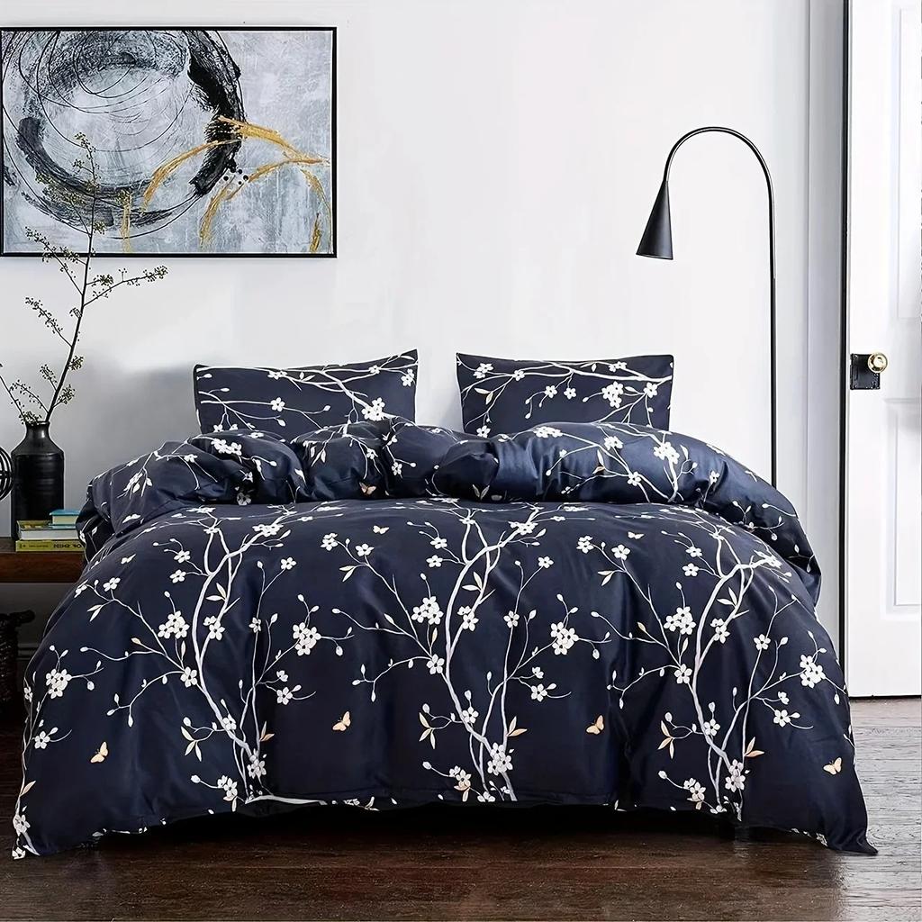 3pcs Boho Bedding Set Striped Geometric Duvet Cover and Pillowcases in Brown Ethnic and Traditional Style Soft Cozy Quilt Covers