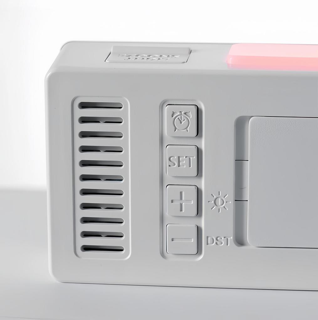 LED Digital Alarm Clock Atmosphere Light Date Teperature Week Display DST Snooze Table Clock 12/24H Brightness Adjustment