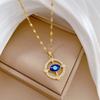 Round Eyes Light Luxury Temperament Gorgeous Full Diamond Necklace Female Versatile Collarbone Chain Titanium Steel Chain