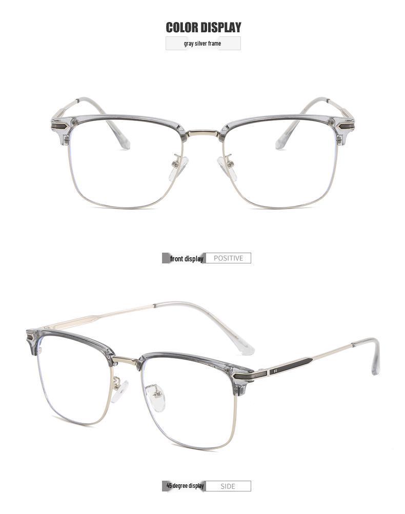 New Retro Large Business Casual Eyewear: Lightweight, Comfortable, Anti-Blue Light Eyebrow Frame.