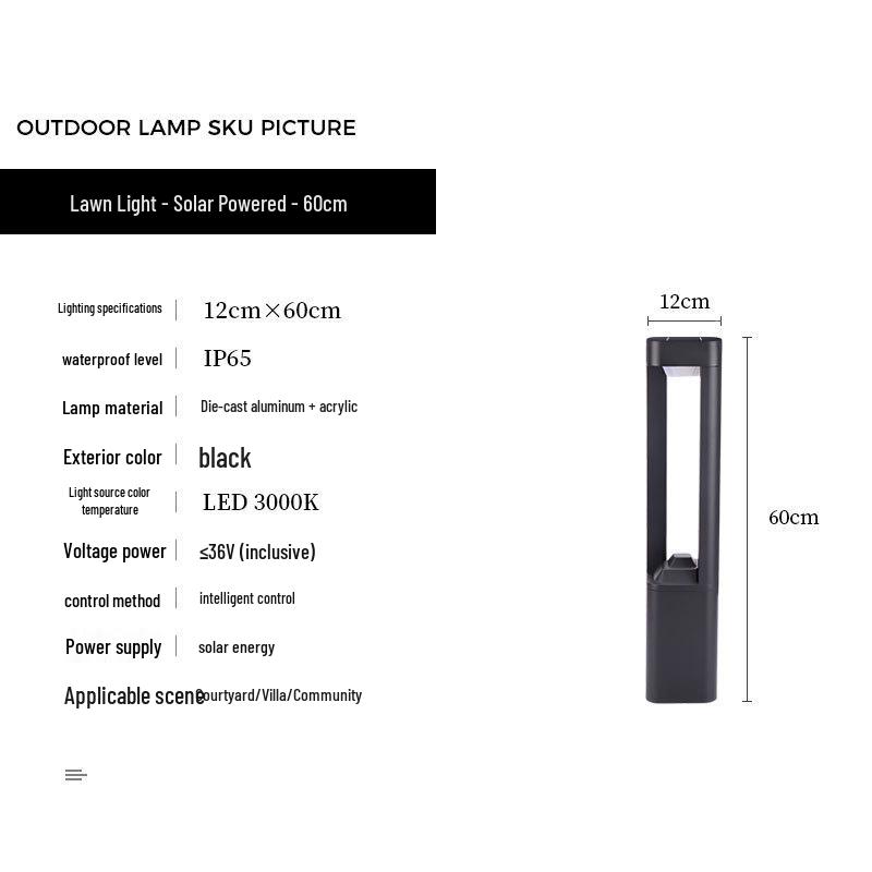 Solar-Powered Aluminum Minimalist Garden Light for Lawn, Villa, and Courtyard Lighting