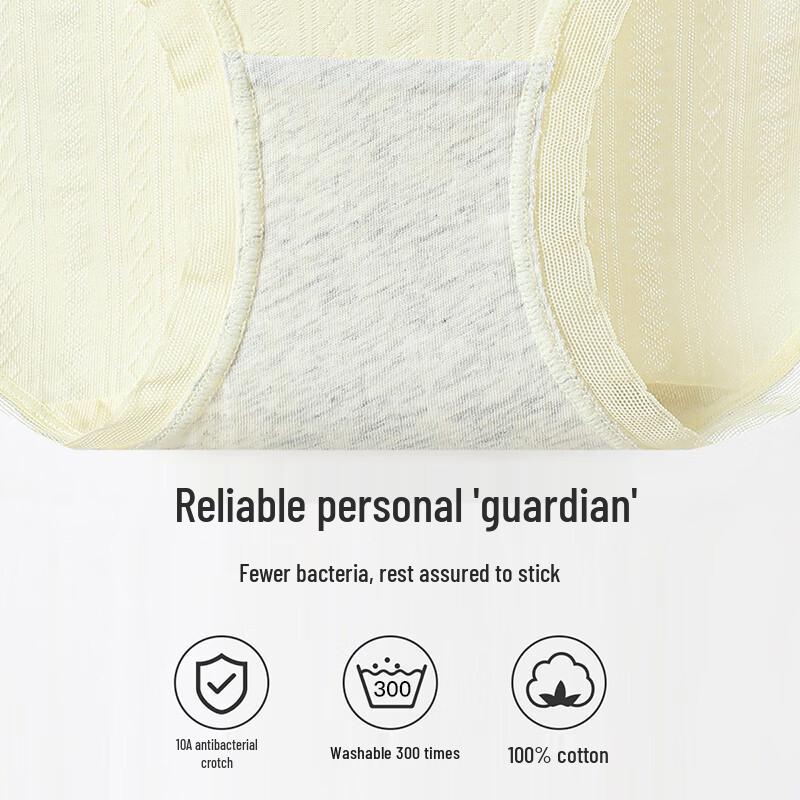 Fenteng Women's 4-Pack Antibacterial Mid-Waist Briefs