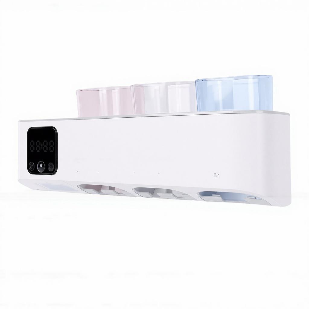 Electric Toothbrush Clean Holder Wall Mounted LED Display Rechargeable Toothbrush Cleaner Holder with 5 Slots for