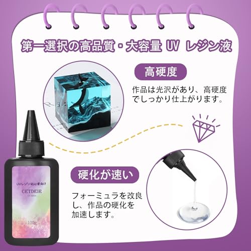 Cetdeir UV LED Resin Liquid, Large Capacity 500g, Hard Type, Low Viscosity/High Transparency, Clear, with Opener and Nozzle Cap