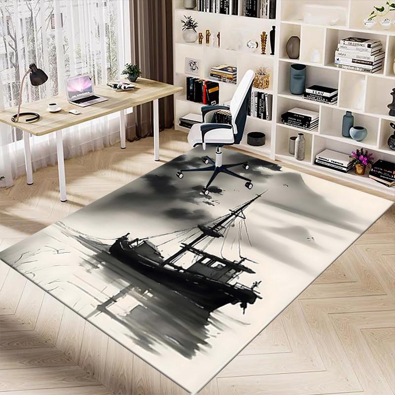 1PC boat ship Non-Slip Floor Carpet Compatible for Office&Living Room&Dining room - Flat-Weave Machine- Soft & Pattern-E272