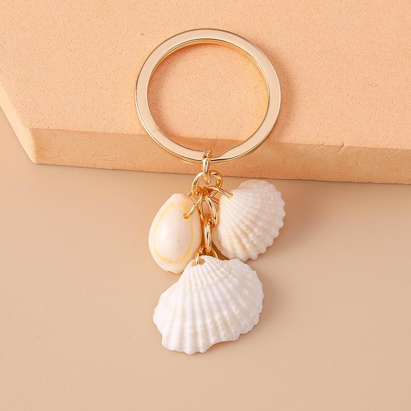Cute Summer Beach Shell Keychain Pearl Key Ring for Women Girls Handbag Pendants DIY Handmade Jewelry Gifts