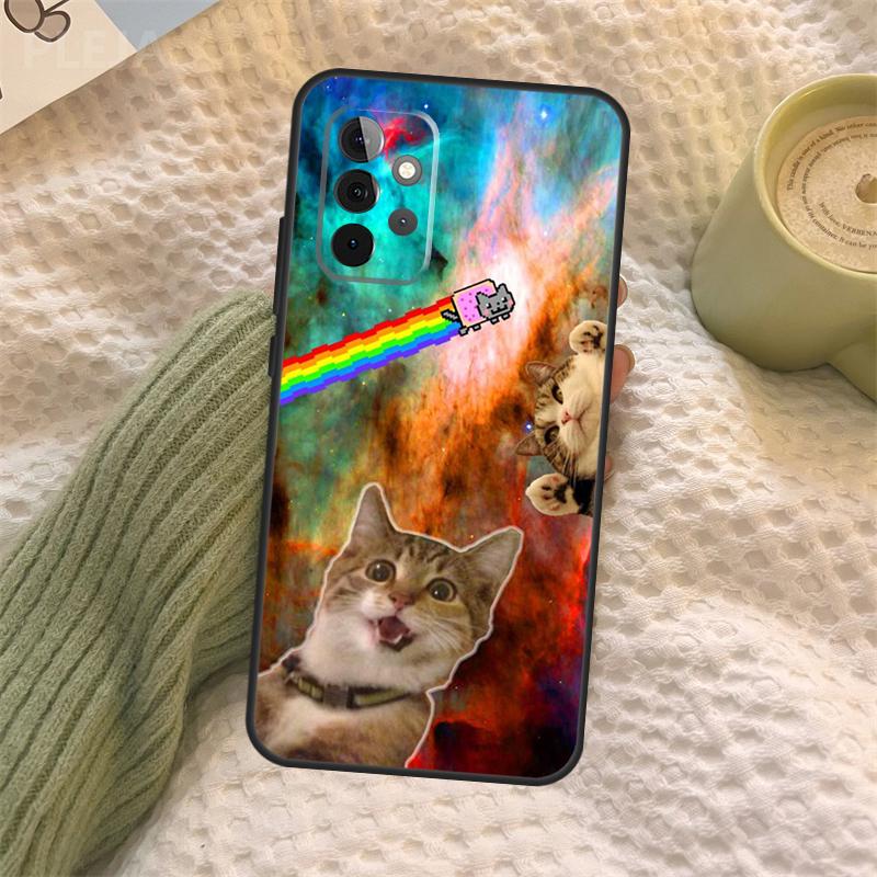Space Happy Cats Case For Samsung Galaxy A15 A22 A52 A32 A54 A14 A16 A26 A36 A56 A55 A35 A05 A06 A53 A33 A13