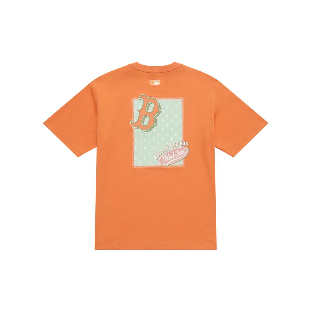 New MLB MONOGRAM Collection Basic Boston Red Sox T Shirt Unisex Light Orange 3ATSM2153-43ORL