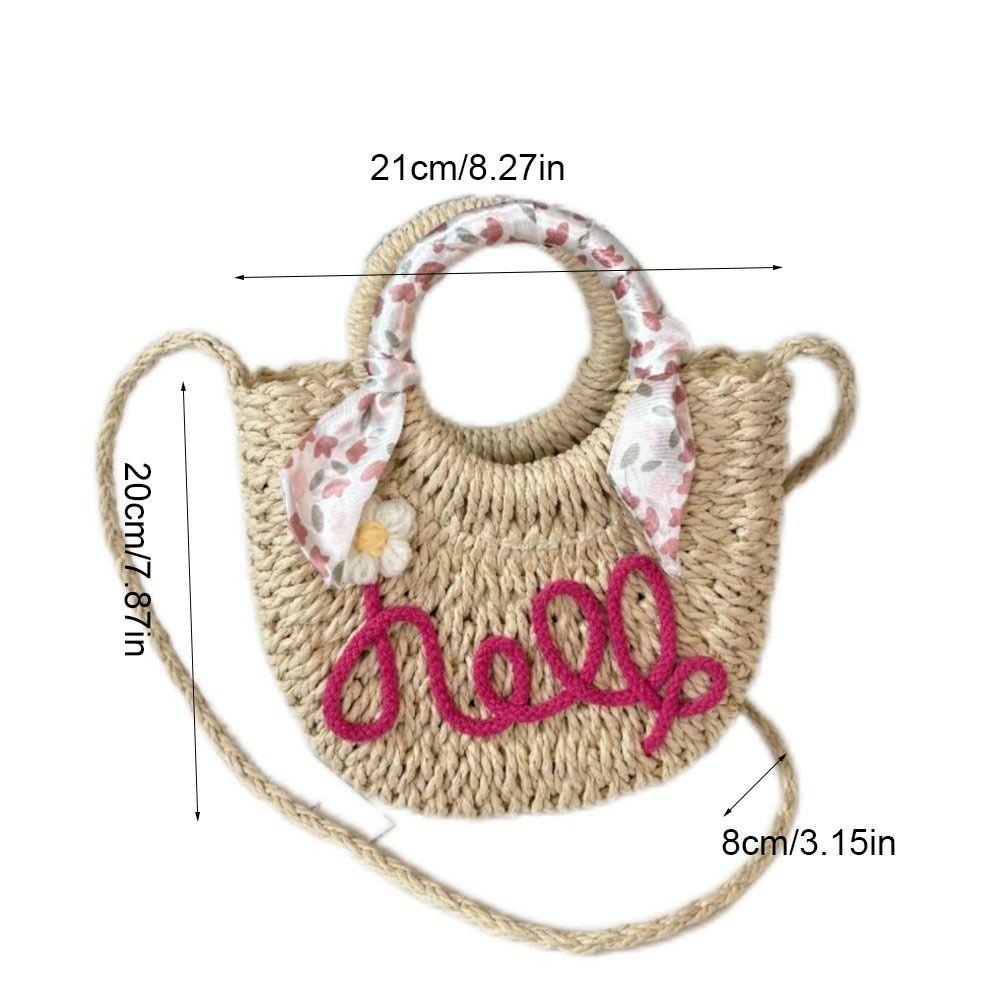 Moon Shaped Woven Underarm Bag Ribbon Knitted Shoulder Bag Fashion Beach Straw Bag  Travel