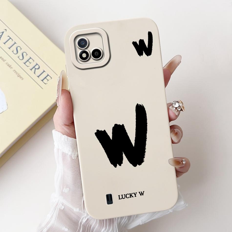 For Realme C11 (2021) Lucky Initial Letter Phone Case For Realme C11 2021 2020 RMX3231 RMX2185 Soft Silicone Shockproof Cases