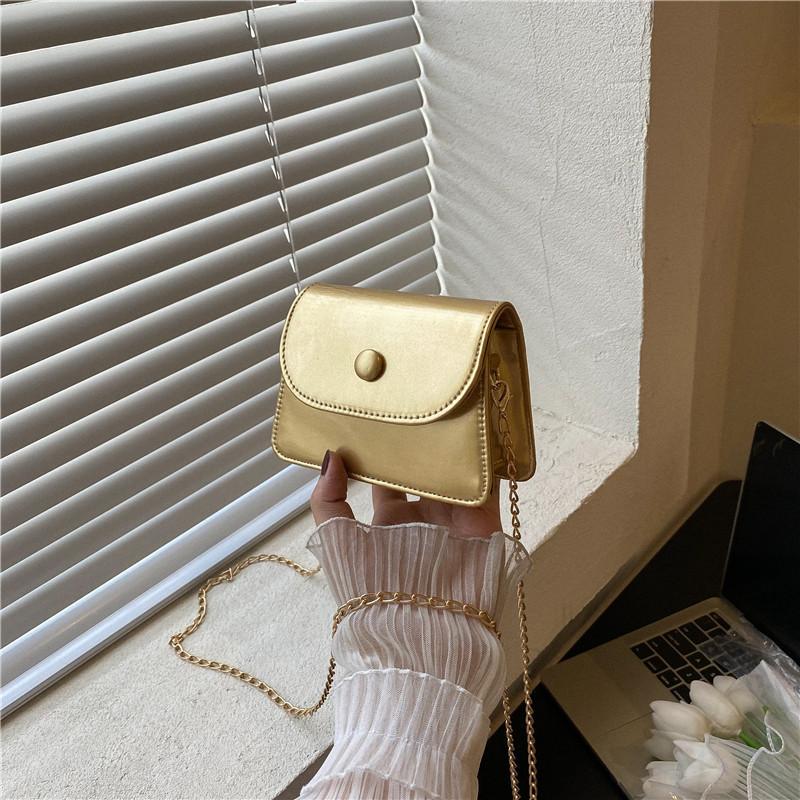 Colorful Trendy Pu Mini Shoulder Bag With Chain Strap For Urban Simple Style золотой