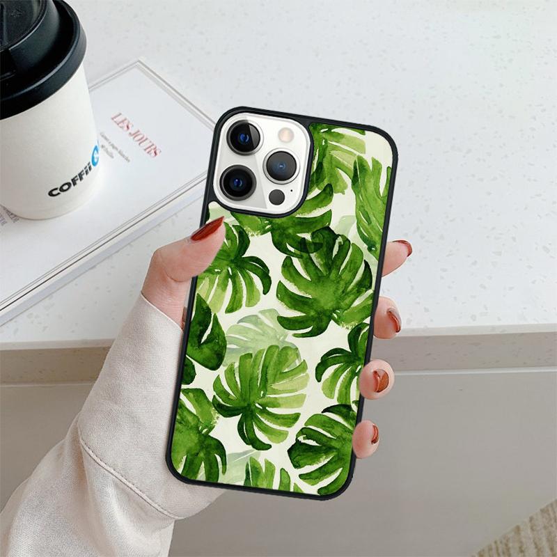Green Monstera Leaf Phone Case For iPhone 17 Air 16 pro max 15 14 plus 12 13 Shell Cover coque