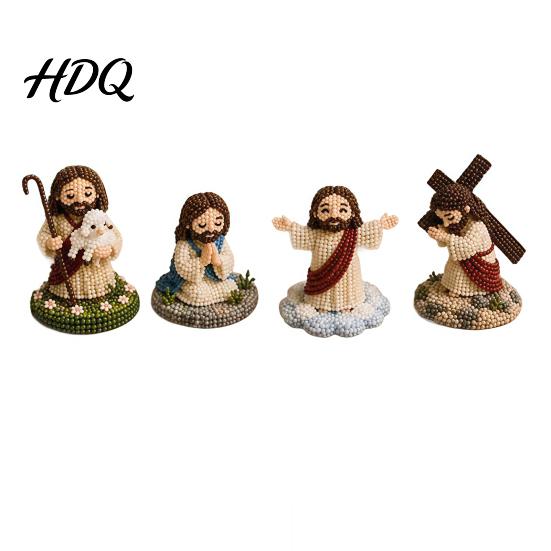 Heimdekoration Bastelset DIY Christliches Perlenbastelset Niedliches 4er-Pack Winzige Perlen-Jesus/Maria Schreibtischdekoration Handgefertigte Mini-Glaubensperlen mit Anleitung