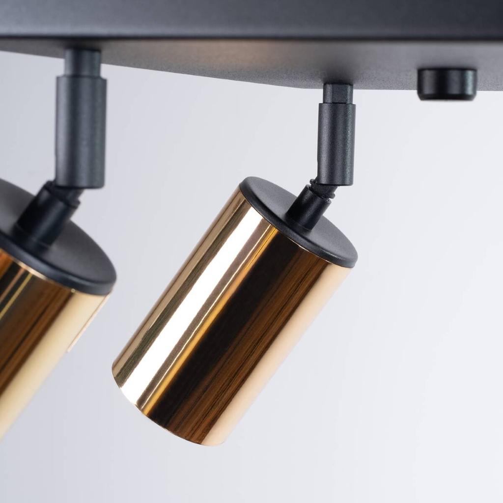 Spot Sufitowy Czarny Kwadratowy Poczwórny Złote Klosze 4Xgu10 10W Winx Sl.1386 Sollux Lighting