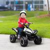 Quad Elétrico Buggy 12V para Crianças, Velocidade Máxima 6 km/h, Efeitos de Luz, Assento Infantil (Idades 3-5), Metal, PP, Preto e Branco