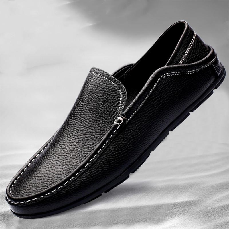 Men Casual Shoes Breathable Genuine Leather Loafers Luxury Brand Business Office Shoes For Men Driving Moccasins Slip On Flats