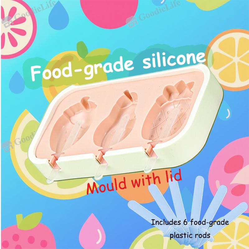 Food Grade Silicone Moulds, Reusable,Silicone Icicle Moulds +6 Reusable Sticks, Silicone Ice Moulds for Kids with Handle, Ice Lolly Moulds with Lid