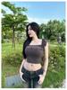 Korean Dongdaemun Off-Shoulder Ruffle Crop Top: Slimming, Sexy, Pure Desire Style for Women