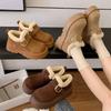 Women's thick-soled one-step winter lightweight warm fur one plush snow boots non-slip wear casual sports cotton boots