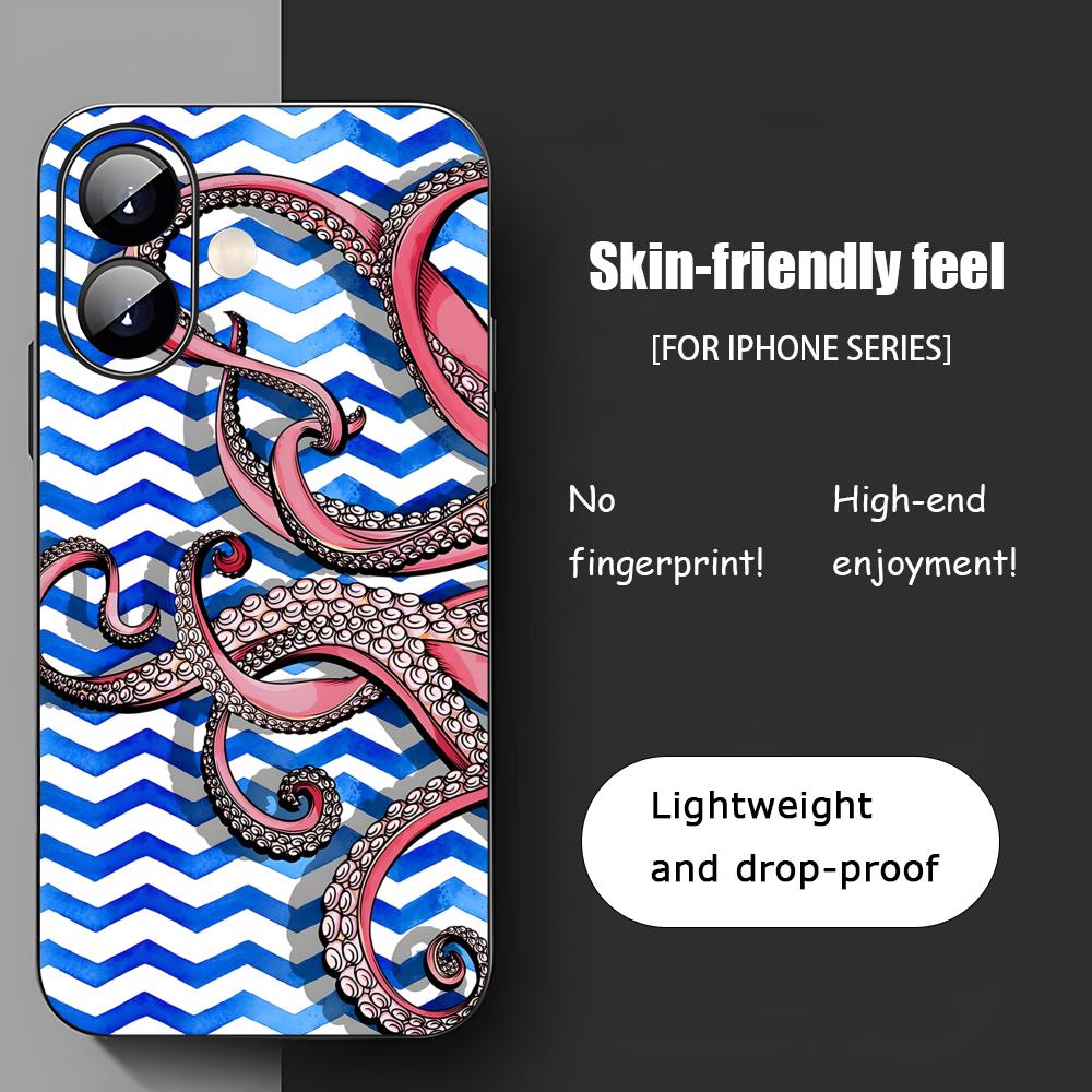 Art Octopus Tentacles Cool Phone Case For iPhone 17 16 15 14 13 12 11 X XR XS 8 Plus Mini Pro Max Soft Black Shockproof Cover