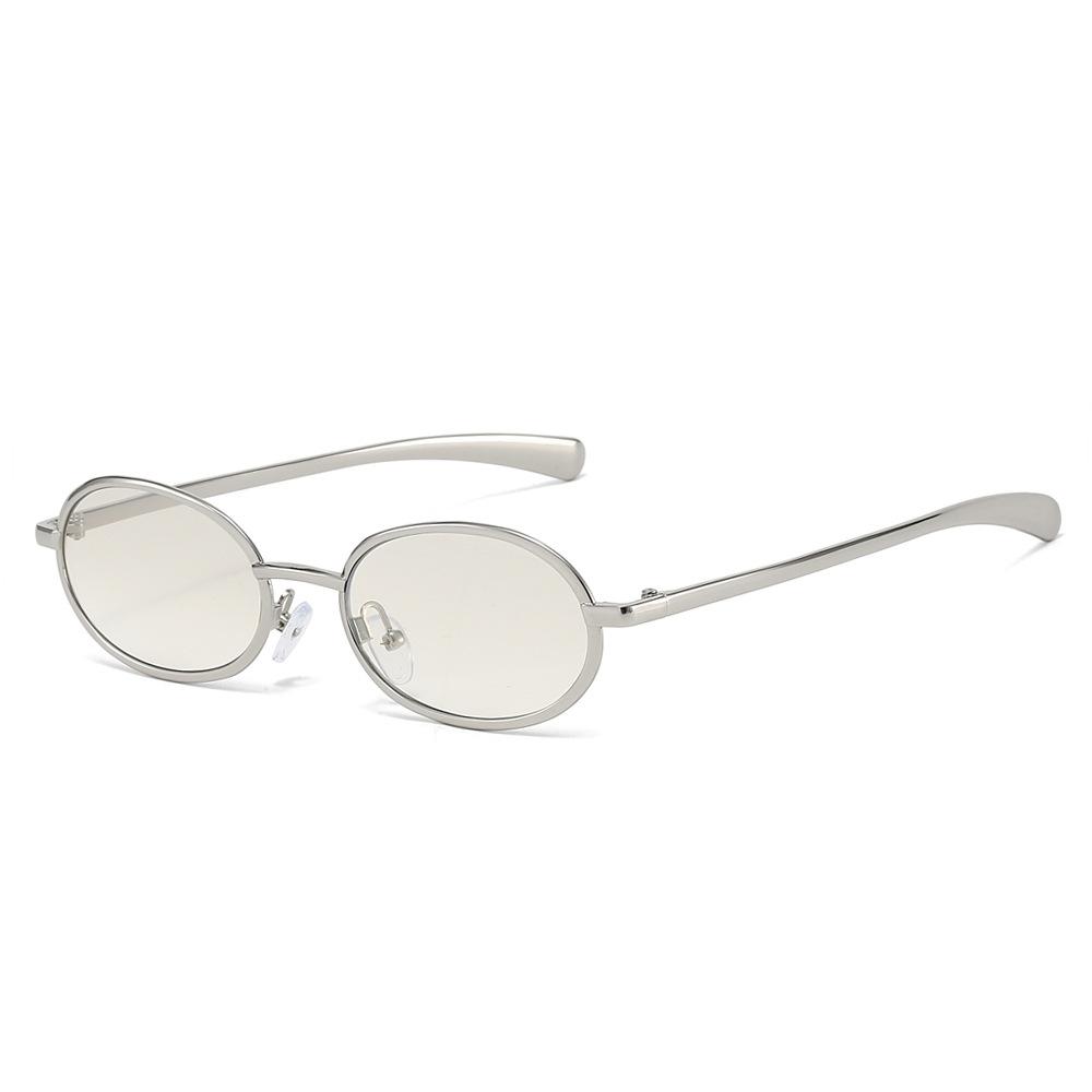 

Oval Small Frame New Metal Sunglasses with Thin Metal Temples Unisex Vintage UV400 Protection for Daily Wear Outdoor Activities as pictures