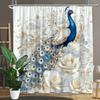 Blue Peacock With White Roses Shower Curtain 3D Artistic Design Waterproof Bath Decor Royal Luxury Bathroom Curtains