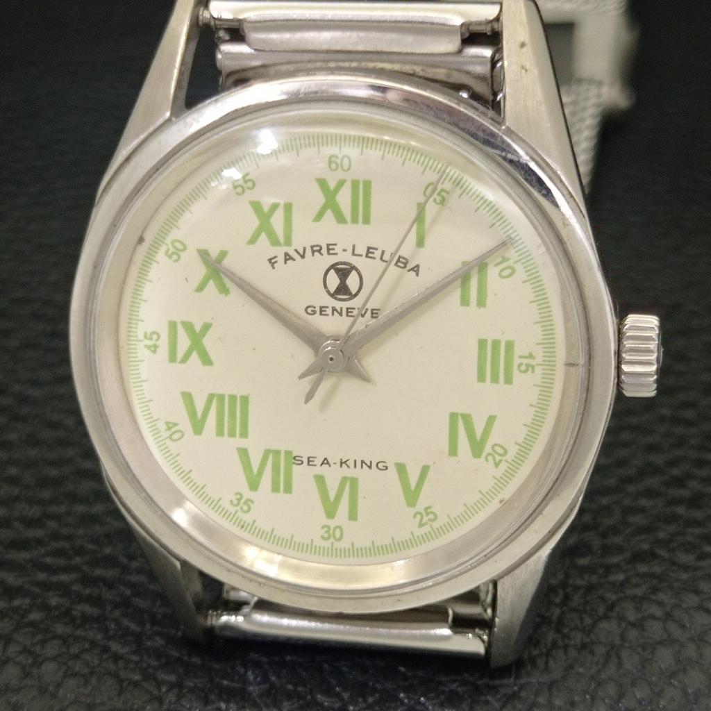 HANDAUFZUG VINTAGE FAVRE LEUBA SEA KING 253 SCHWEIZER HERREN CREMEFARBENES UHRENGEHÄUSE a703730-1