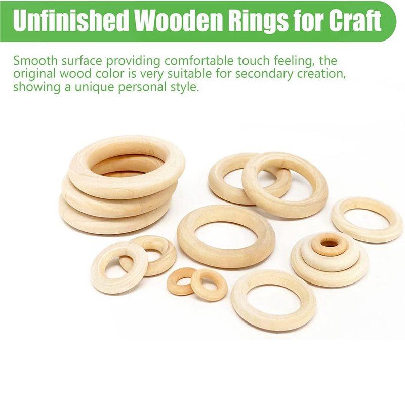 A25F-Pendant Connectors For Jewelry Making, 100 PCS Unfinished Natural Wooden Rings For Crafts, Wood Rings For DIY Macrame Suppl