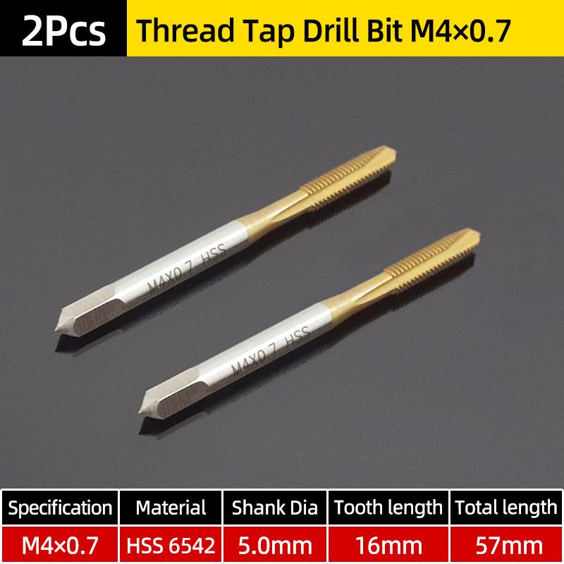 Machine Thread Tap Drill Bit HSS 6542 Titanium Metric Screw Machine Taps Straight Flute Hand Tool M2/M2.5/M3/M3.5/M4/M5/M6/M8