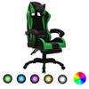 Day and Night - Day and Night Gaming Chair with RGB LED Lights Green and Black Synthetic Leather