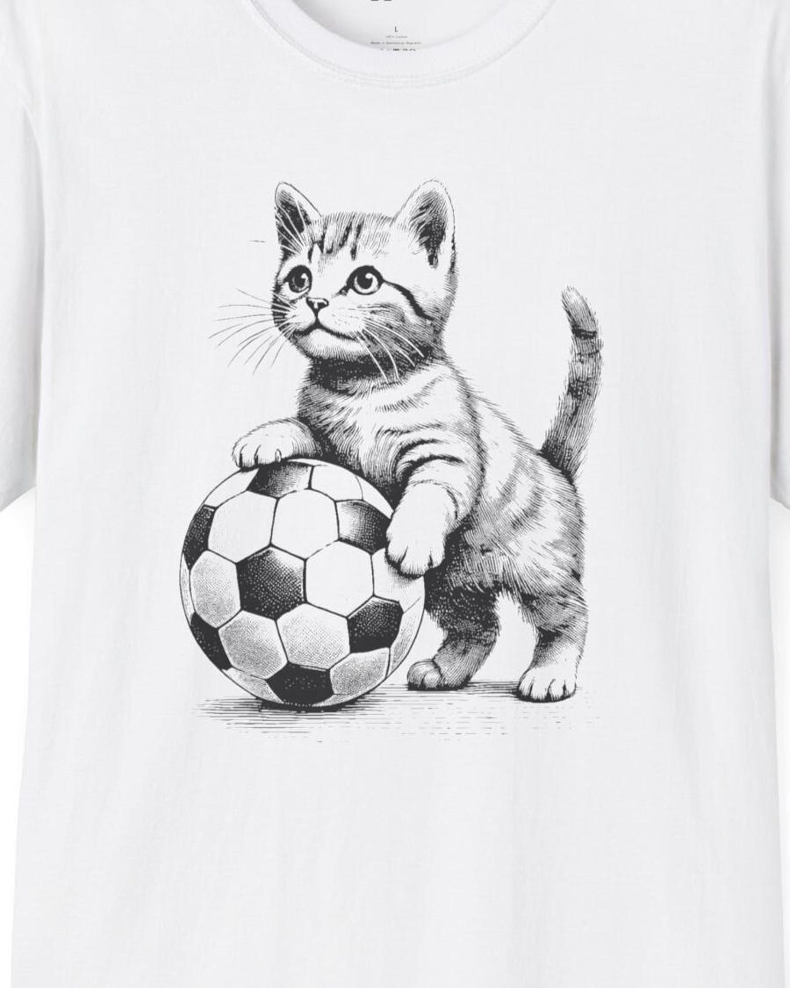 Kitty Cat with Soccer Ball Engraving T-Shirt Gift 4XL