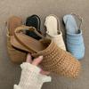 First Encounter Bohemian Style Linen Woven Breathable After Empty Bag Head Half Slippers Women'S Flat Bottom Outer Wear