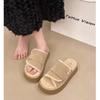 Wearing fluffy slippers for women's autumn and winter new lamb fluff thick bottom casual retro one-word cotton mop