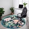 1pc Floral Garden Office Round Area Rug, Indoor Mat Suitable For Office, Under Office Chairs Bedroom Living Room Home Decor, Room Deco