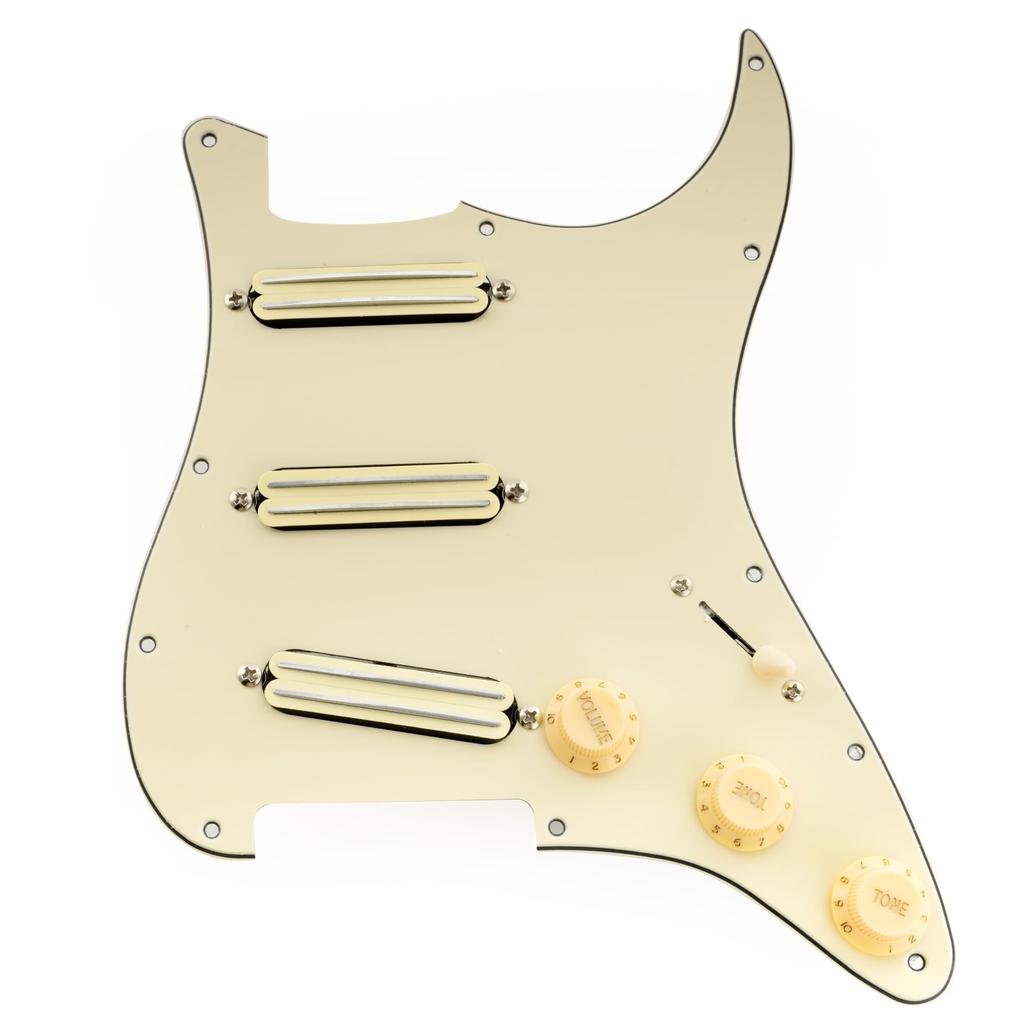 Musiclily SSS Strat Pickguard for Alnico 5 Humbucker Strat Electric Cream Pro-SE ST-DPHA Pre-wired Single-Size Guitar, 3-Piece