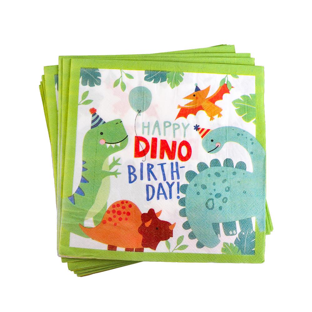 Dinosaur-Themed Birthday Party Disposable Tableware Set: Paper Plates, Cups, and Napkins for Girls