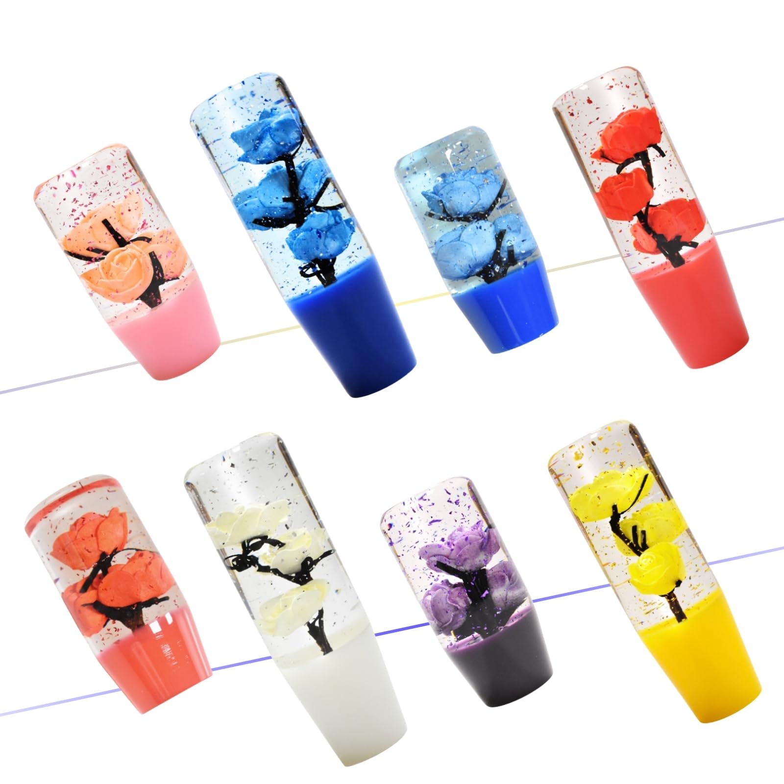 

JINGLING Подводный Цветок Ручка Переключения, Цветок, Кристалл, Ручка КПП, Роза, Серебряная Фольга, Общий 10cm синий