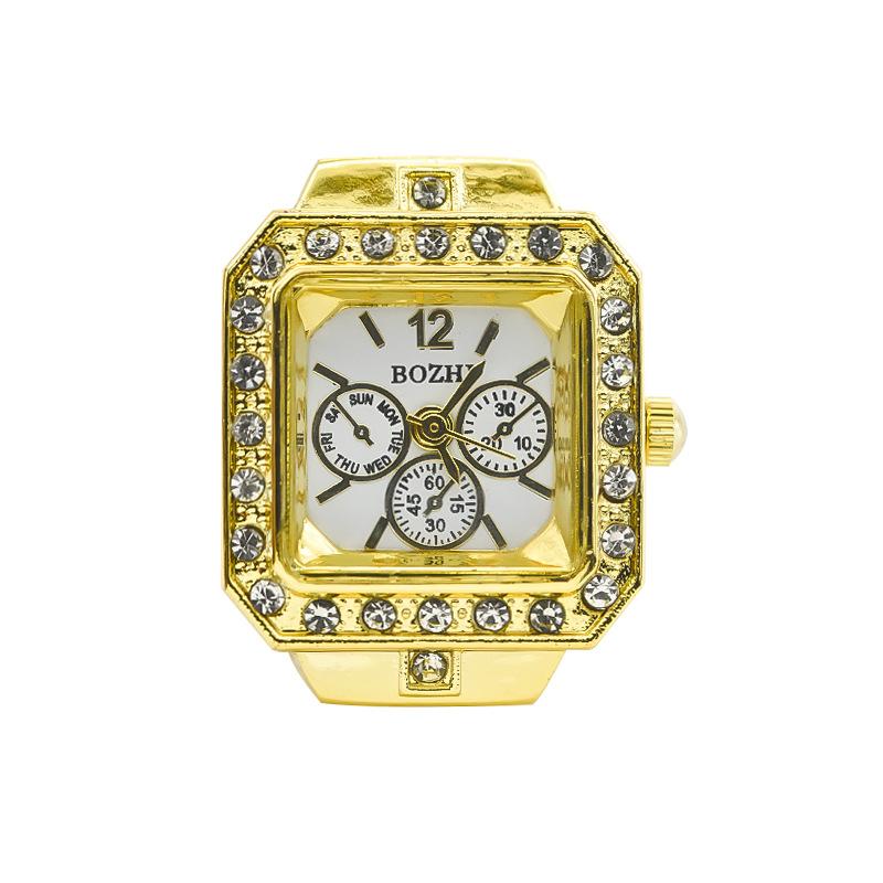 Ring Watch Ins Style British Creative Diamond Set Alloy Shell Square Dial for Couple Streetwear Decor