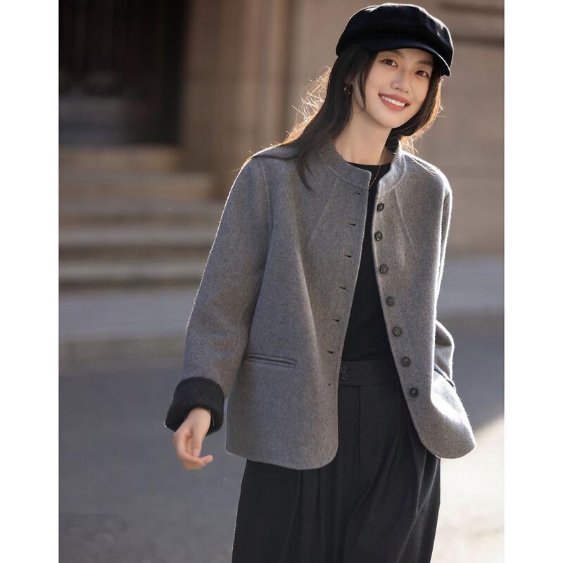 Demana New Chinese Style Fluffy Wool Blend Short Coat