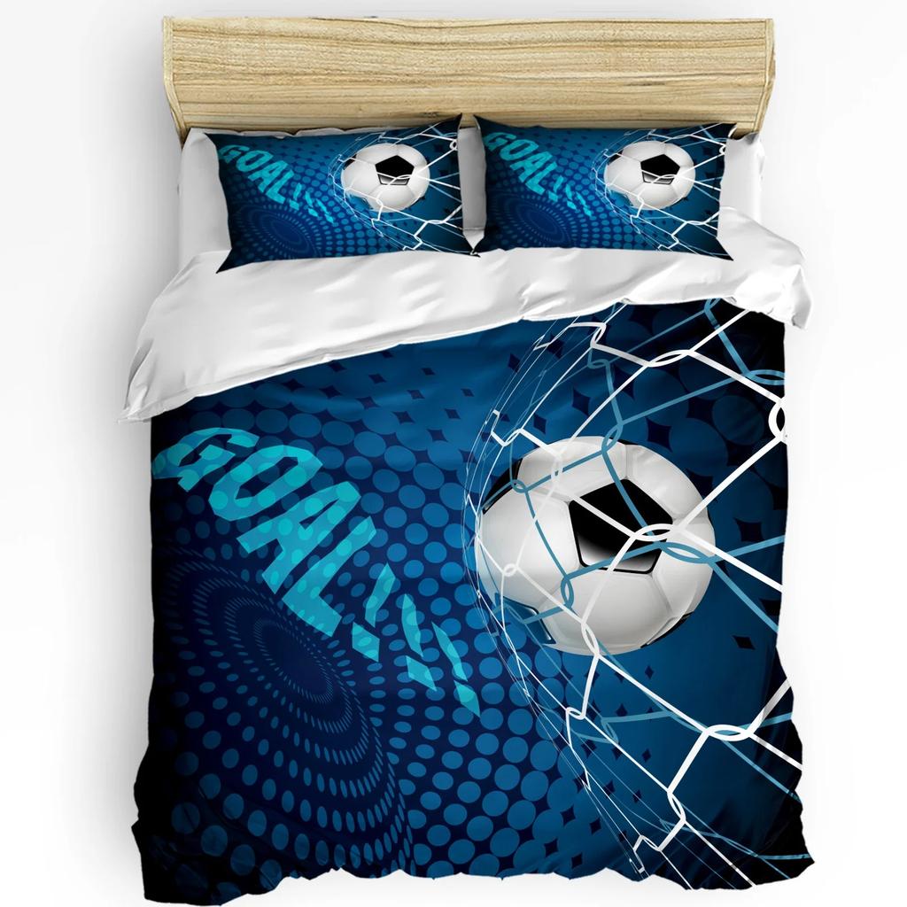 Set Biancheria da Letto 3 Pezzi Palloni da Calcio Campo da Calcio Tessile per la Casa Copripiumino Federa Set Copripiumino per Ragazzo Adolescente Ragazza
