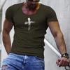 Summer Men's Ethnic Style Digital Printed Pattern Round Neck T-shirt, Casual and Comfortable T-shirt as a Gift, Outdoor Clothing