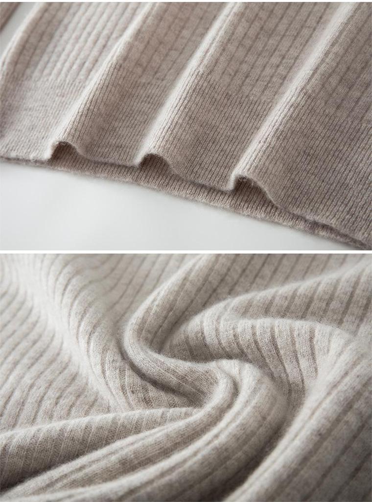100% Wool Round Neck Long Sleeve Women's Solid Twill Ribbed Base Layer Top - 2026 Autumn/Winter Collection
