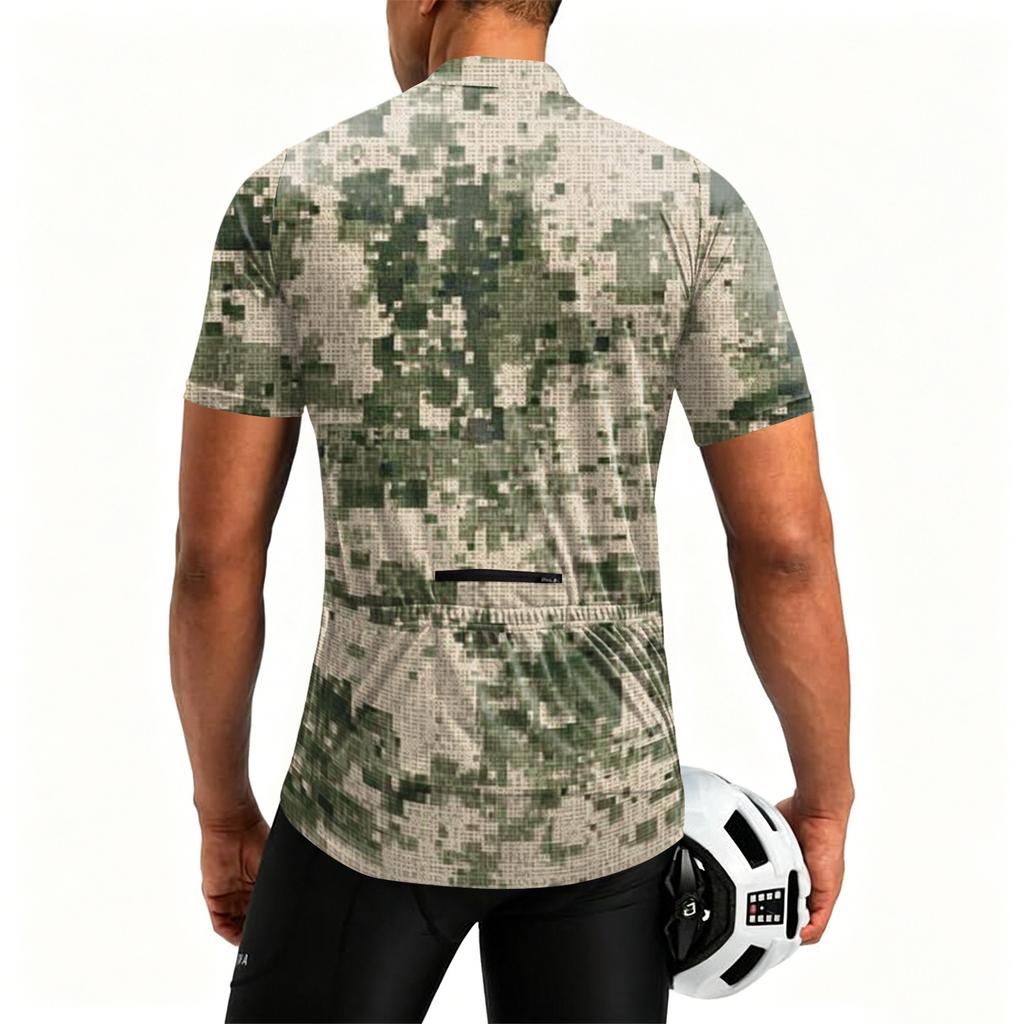 Herren Crew-Neck Bedrucktes Reißverschluss Atmungsaktives Schnelltrocknendes Kurzarm-Radtrikot für Outdoor-Sportarten und Straßenfahrten