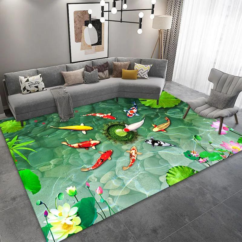 Peacock 3D Printing Carpet Living Room Coffee Table Floor Mat Bedroom Bedside Mats Corridor Anti-slip Decorative Rug Floor Mat