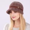 Women's Autumn Winter Mixed Color Rabbit Wool Pot Hat Velvet Thickened Warm Knitting Hats