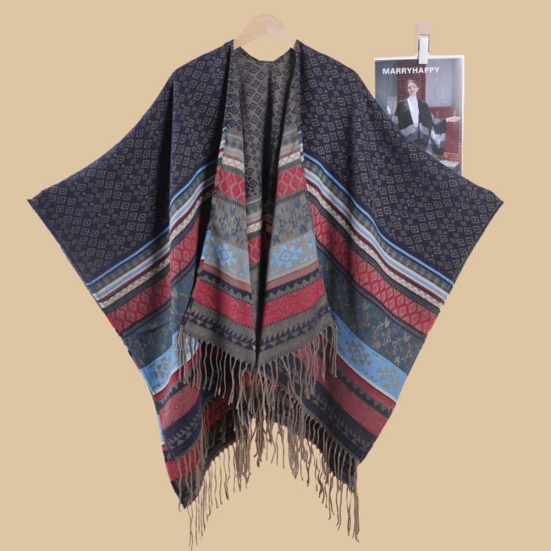 Small Rhombus Lady Retro Travel Shooting Cape Shawl Atmosphere Scarf Hot Sale